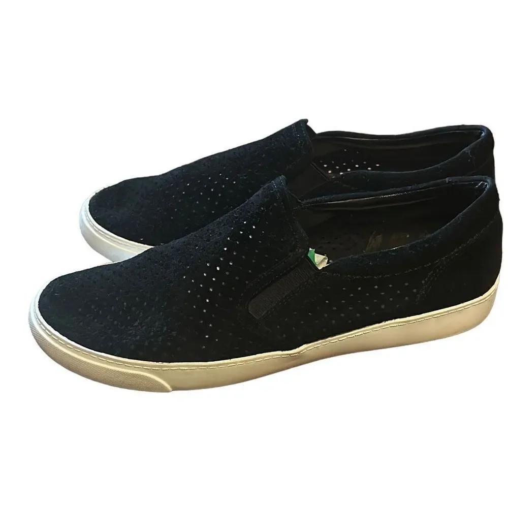 Clarks Black Suede Perforated Slip On Casual‎ Comfort Shoes